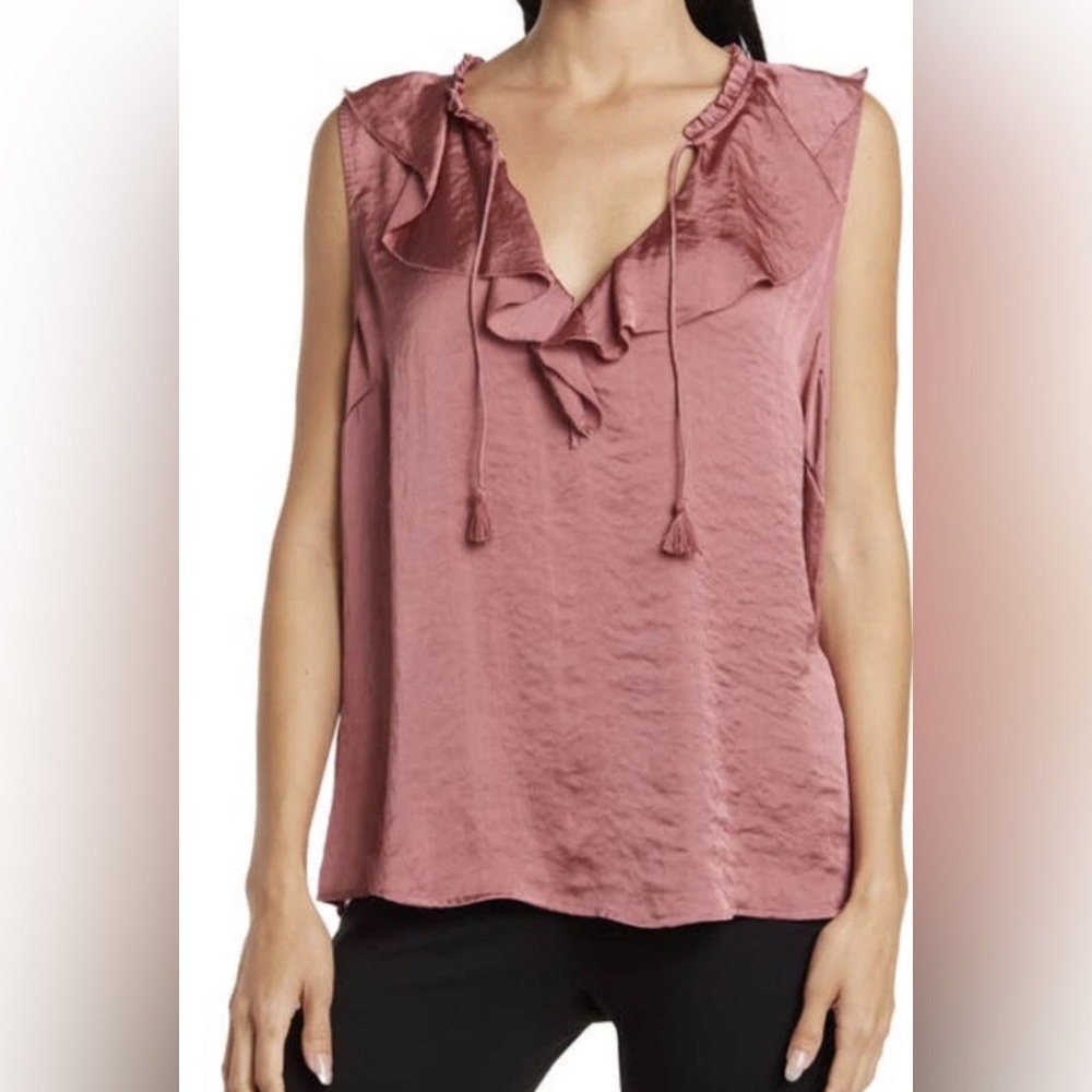Paige Alma Ruffle Top Deco Rose